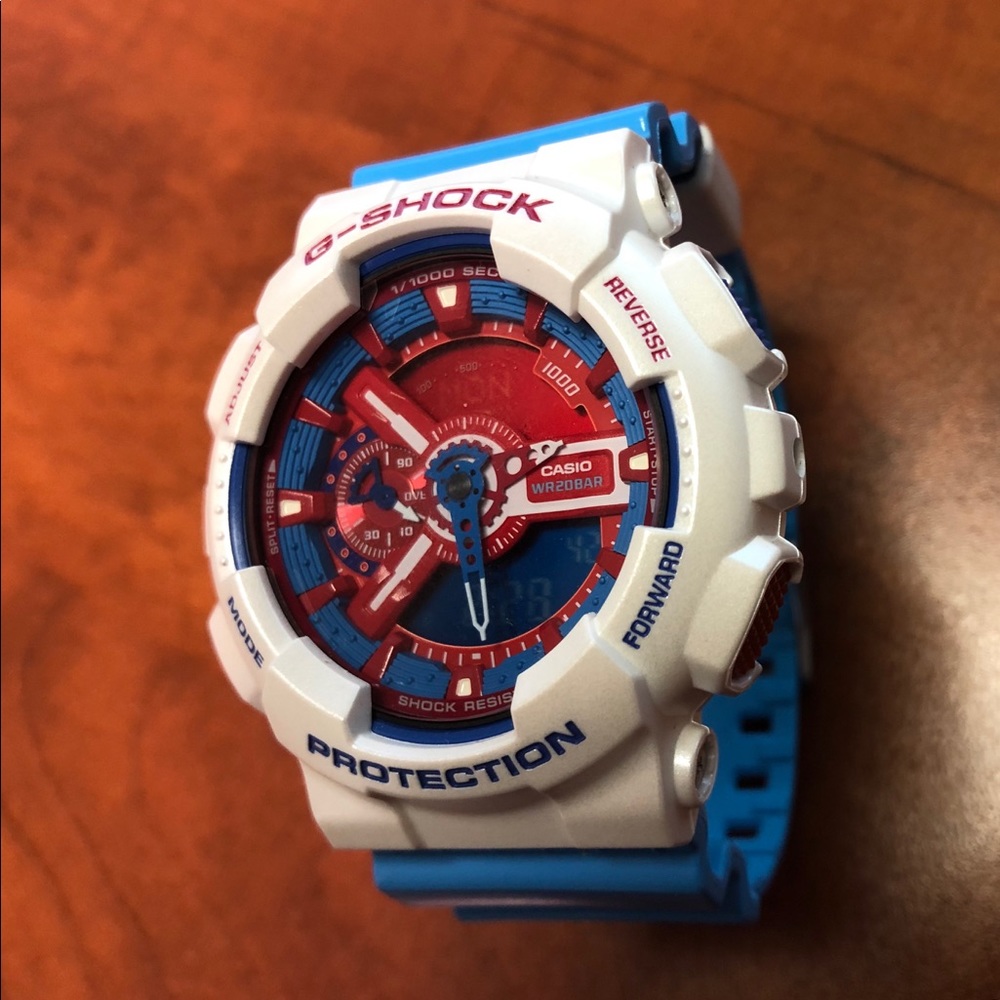 Casio G-Shock Red White and Blue